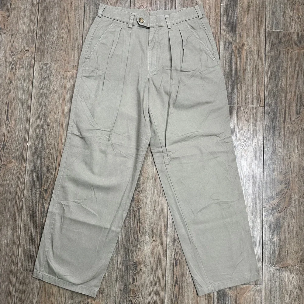 Patagonia Vintage Mens Khaki Pleated Chino Pants 34x30 Cotton Twill 1990 Tan